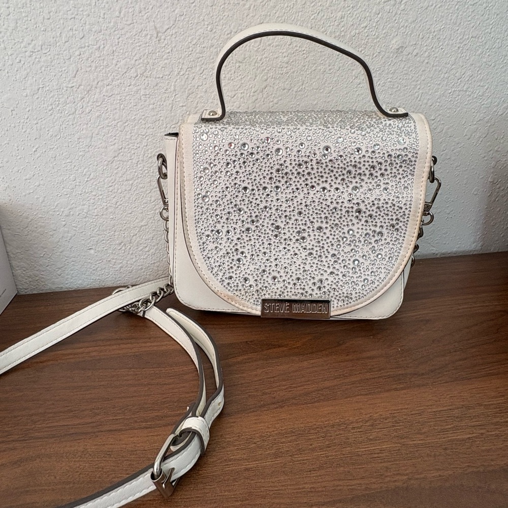 Steve Madden Silver Rhinestone Crossbody Bag